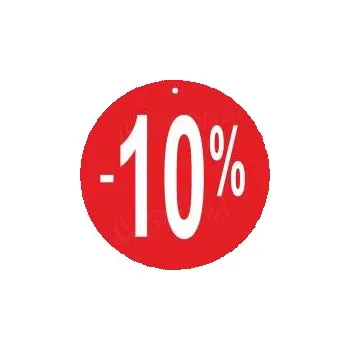Dárková visačka Papírové visačky SKONTO, průměr 240 mm, potisk "-10%", červené, 10 ks