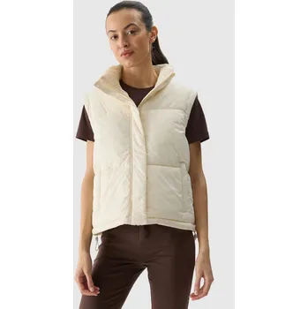Dámská péřová vesta s výplní ze syntetického peří 4F - béžová velikost L hnědá