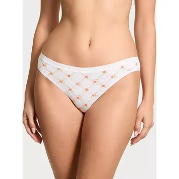 Kalhotky Victoria's Secret dámské kalhotky Bikini bílé s květy L