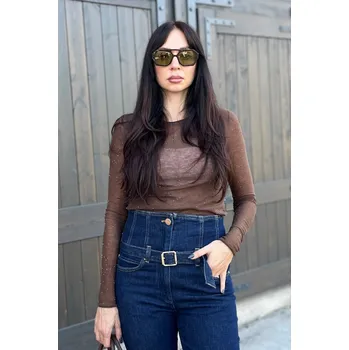 Dámský top PINKO PICO 105398A2PML73 hnědý Velikost: S