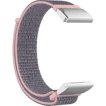 Ostatní příslušenství k chytrým hodinkám eses Nylonový řemínek pro Garmin - Šedo světle růžový, Stříbrný QuickFit 22 mm