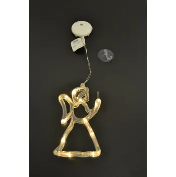 Vánoční dekorace Závěsné bateriové vánoční osvětlení do okna anděl teple bílý