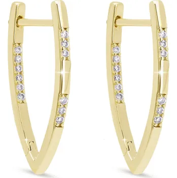 Náušnice Podlouhlé zlaté náušnice s čirými zirkony 3786