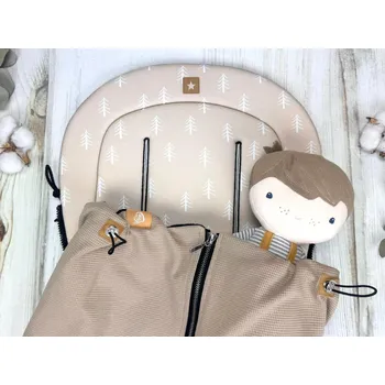 SET Podložka prodloužená (beige tree, taupe fleece) + vaflová deka (taupe, černý fleece)