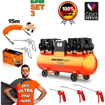 Kompresor PANTERMAX®AirFlow® 120 SILENT SET3 bezolejový tichý kompresor 5,8kW + velká sada příslušenství
