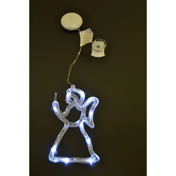 Vánoční dekorace Závěsné bateriové vánoční osvětlení do okna anděl bílý