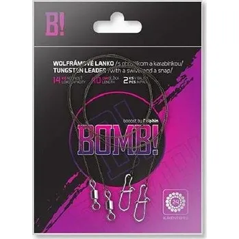 Delphin Wolframové lanko BOMB! s obratlíkem a karabinkou 3 × 16 vláken 9 kg 30 cm 2 ks