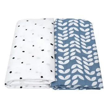 Dětský pokoj MOTHERHOOD Přikrývka a zavinovačka mušelínová Premium 2 ks Blue Classics 100x120 cm