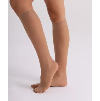 Dámské punčochy 5 PACK: Podkolenky z odolnější příze | nadotec VŠEDNÍHO DNE | 12 DEN - Béžová - UNI