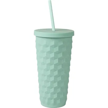 Tyrkysový 3D hrnek s brčkem