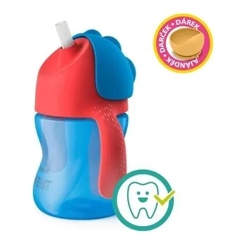 dětská jídelní sada Philips AVENT Hrneček s ohebným brčkem 200 ml chlapec+dárek PETITE&MARS Miska 6m+