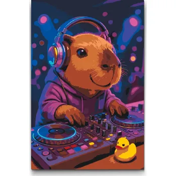 Malování podle čísel - DJ kapybara Velikost: 40x60cm, Rámování: Pouze srolované plátno
