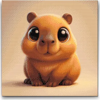 Diamantové malování Diamantové malování - Roztomilá kapybara Velikost: 50x50cm, Rámování: Pouze srolované plátno, Diamanty: Kulaté