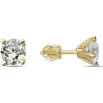 Náušnice Lillian Vassago Zlaté náušnice se zirkonem 4 mm, na šroubek LLV98-GER165Š Barva zlata: Žlutá