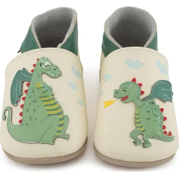 Capáčky LAIT ET MIEL Kožené capáčky s dráčkem 3-4 roky Žlutá 27-28