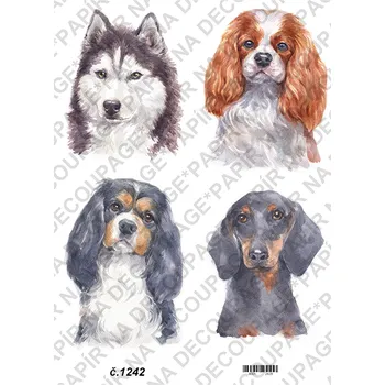 Umělecký papír Rýžový a soft papír na decoupage - Pes - KB01242 Materiál: Soft, Rozměr: A4