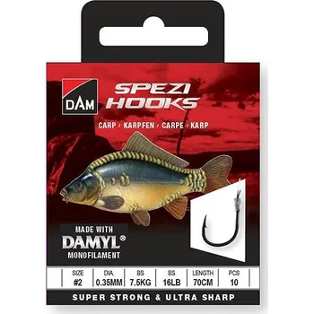 DAM Spezi Carp 2 × Velikost 4 0,30 mm 5,4 kg 12 lb 70 cm 10 ks