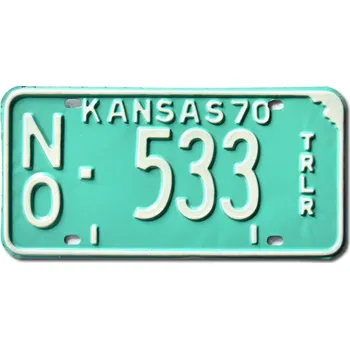 Plechová cedule Americká SPZ Kansas 1970 Green Trailer NO 533