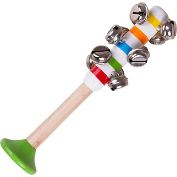 Hudební nástroj pro děti Bigjigs Toys Rolničky pruhované 1ks zelená