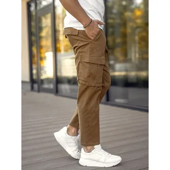 Pánské kalhoty Hnědé pánské textilní jogger kapsáče Bolf 77323 - 36/XL