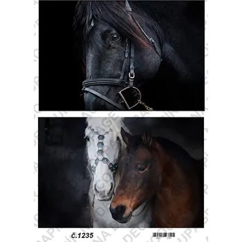Umělecký papír Rýžový a soft papír na decoupage - Kůň- KB01235 Materiál: Soft, Rozměr: A4
