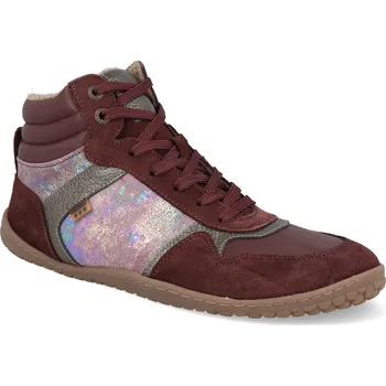 Dívčí obuv Barefoot dámské zimní boty Develab - Mid Cut Snkr Laces WR Burgundy vínové Velikost: 38