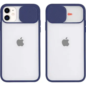 Pouzdro na mobilní telefon Silikonový obal s posuvným krytem na fotoaparát pro iPhone XR Barva: Tmavě modrá
