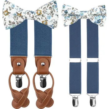 Kravata Bubibubi Modrá sada Milly pro tátu a syna s motýlky a kšandami