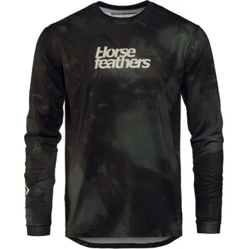cyklistický dres HORSEFEATHERS - TM069B dres pánský Quantum L/S thyme camo