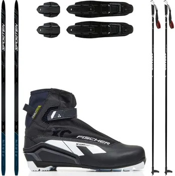 Běžky SPORTEN Perun Pro Skin se stoupacím pásem + vázání + boty Fischer XC + hole