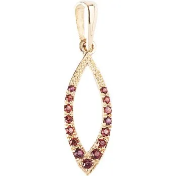 Přívěsek granát - zlatý přívěsek - lístek (U4-1303)