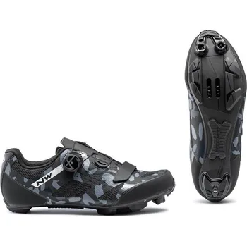 Pánské cyklistické tretry NW - Tretry MTB Razer černo-bílo-zelené (camo) 43