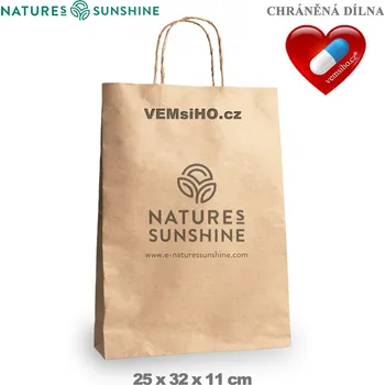 Obalový materiál ❤️ Nature’s Sunshine Papírová taška s logem Nature’s Sunshine | AKCE:   - 70 % SLEVA ❤️ 25 x 32 x 11 cm ❤️ Nature’s Sunshine® USA - Natures Sunshine ❤️ VEMsiHO.cz - CHRÁNĚNÁ DÍLNA ❤️