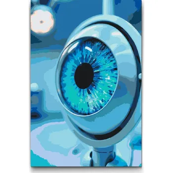 Malování podle čísel - Robotické oko Velikost: 40x60cm, Rámování: Pouze srolované plátno