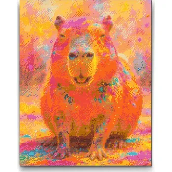 Diamantové malování Diamantové malování - Barevná kapybara Velikost: 30x40cm, Rámování: Pouze srolované plátno, Diamanty: Kulaté