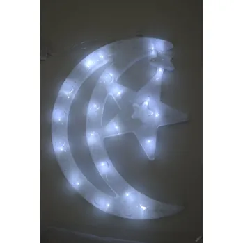 Vánoční dekorace PRC VÁNOČNÍ OSVĚTLENÍ OBRYS MĚSÍC 30CM BÍLÝ