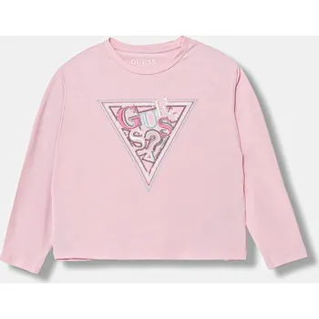 Chlapecké oblečení Dětské tričko s dlouhým rukávem Guess růžová barva, J5YI15 K6YW4 J5YI15.K6YW4.9BYA 30X, vel. 136-146