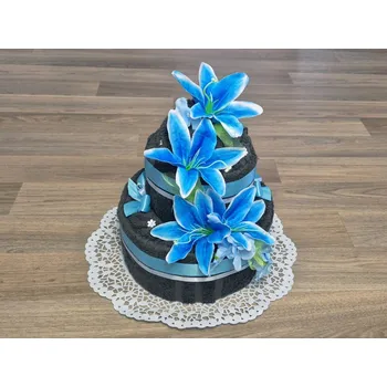 Sada ručníků a osušek Povlečení Plus Dort z ručníků a osušky Sandra Tmavě šedá