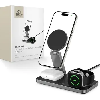 TECH-PROTECT QI15W-A47 3IN1 MAGNETIC MAGSAFE WIRELESS CHARGER BLACK