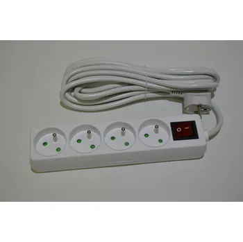 Prodlužovací kabel Prodlužovací kabel s vypínačem - 4 zásuvky, 5 metrů, prodlužovák