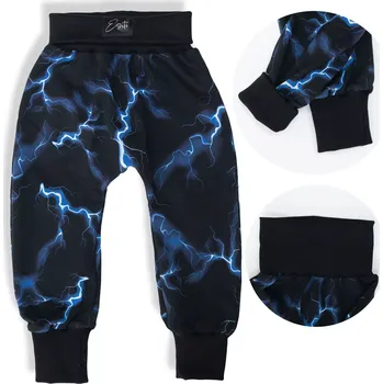 ESITO | Dětské tepláky s vysokým pasem Blesk - černá / 110