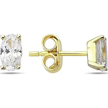 Náušnice Lillian Vassago Zlatá náušnice zdobená oválným zirkonem, na puzetku, jeden kus LLV98-GER163P/01 Barva zlata: Žlutá