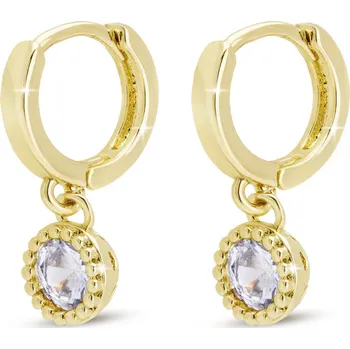 Náušnice Pozlacené kruhové náušnice s visicím zirkonem 3784