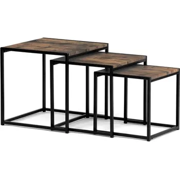 Konferenční stolek Konferenční stůl ROCO - 3 ks, MDF, kov, více barev Barva: Staré dřevo