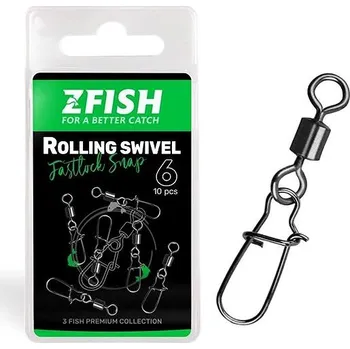 Zfish Rolling Swivel & Fastlock Snap, velikost 8, 2 × 10 ks