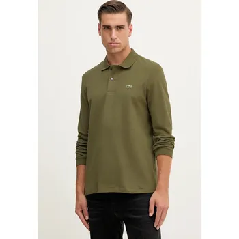 Bavlněné tričko s dlouhým rukávem Lacoste L1312 zelená 91X, vel. XL
