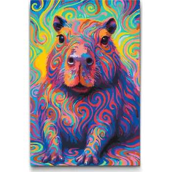 Malování podle čísel - Psychedelická capybara Velikost: 40x60cm, Rámování: Pouze srolované plátno