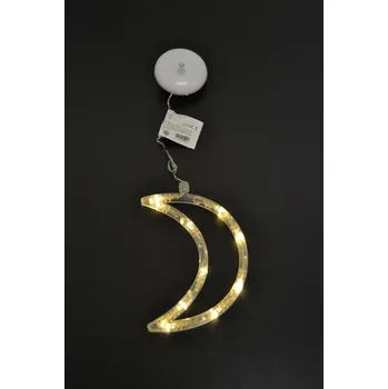 Vánoční dekorace Závěsné bateriové vánoční osvětlení do okna měsíc teple bílý