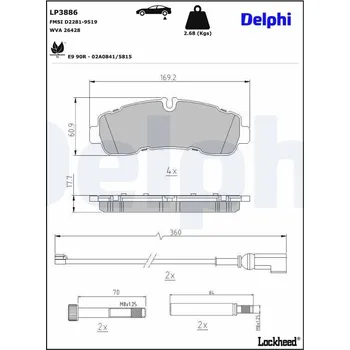 Brzdová destička DELPHI LP3886 Sada brzdových destiček, kotoučová brzda (LP3886)