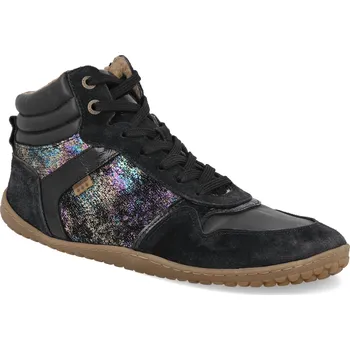 Dívčí zimní obuv Barefoot dámské zimní boty Develab - Mid Cut Snkr Laces WR Black combi černé Velikost: 39